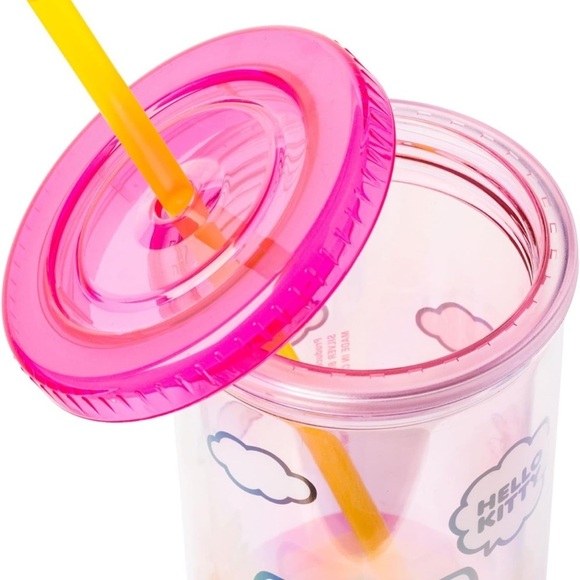 🆕 Hello Kitty Spring and Summer Flowers Rainbow Plastic Cold Cup with Lid/Straw - Picture 3 of 6